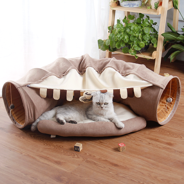 Pet Cats Tunnel Interactive Play Toy Mobile Collapsible Ferrets Rabbit Bed tunnels Indoor Toys Kitten Exercising Products - The Wholesale Cove