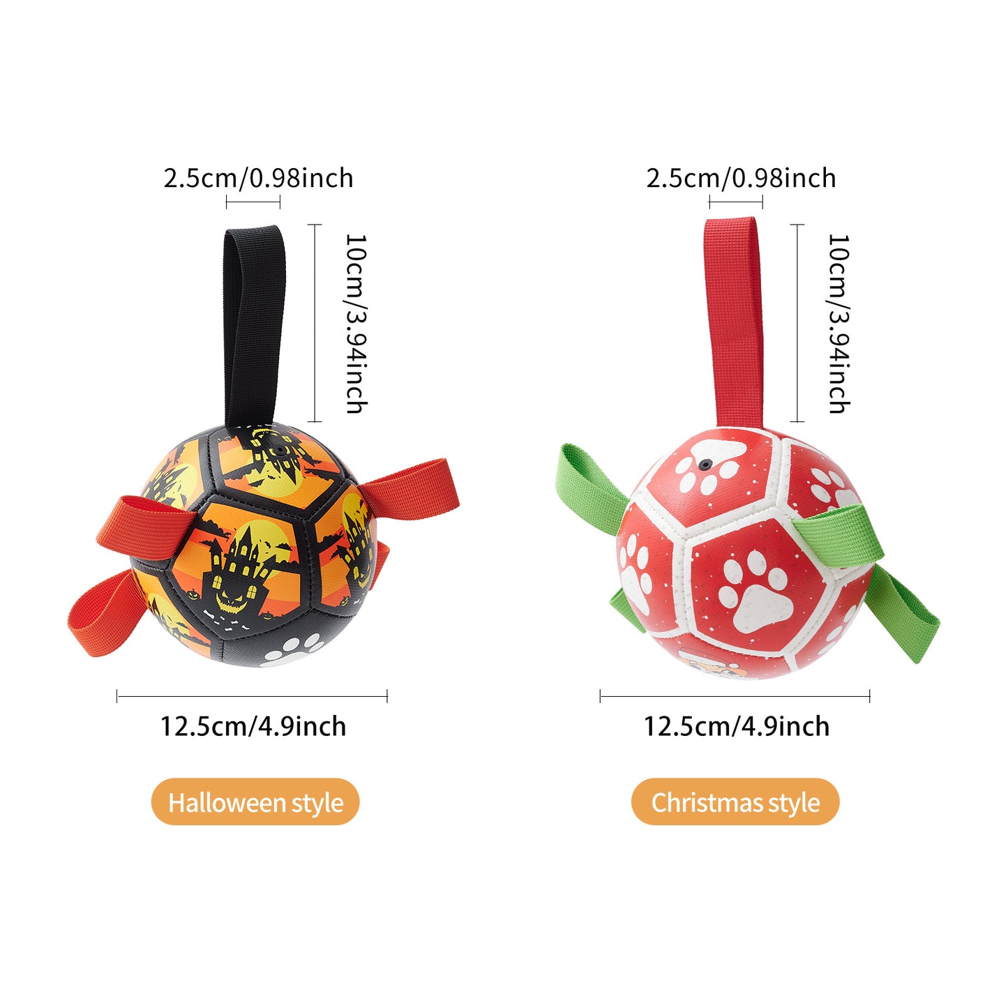 Dog Soccer Balls Toy With Sraps Halloween Christmas Gift For Pets Puppy Birthday Toy Interactive Toys For Tug Of War Water Toys - The Wholesale Cove