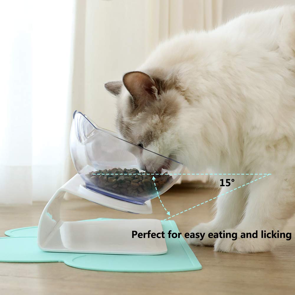 Non Slip Double Cat Bowl With Raised Stand Pet Food Cat Feeder Protect Cervical Vertebra Dog Bowl Transparent Pet Products - The Wholesale Cove