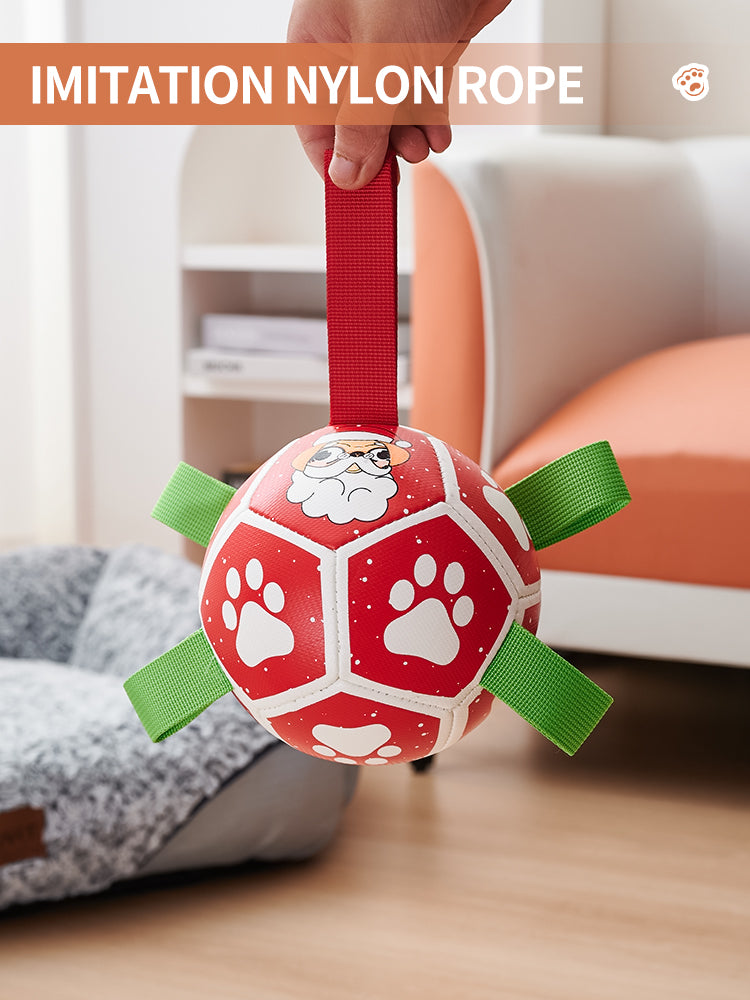 Dog Soccer Balls Toy With Sraps Halloween Christmas Gift For Pets Puppy Birthday Toy Interactive Toys For Tug Of War Water Toys - The Wholesale Cove