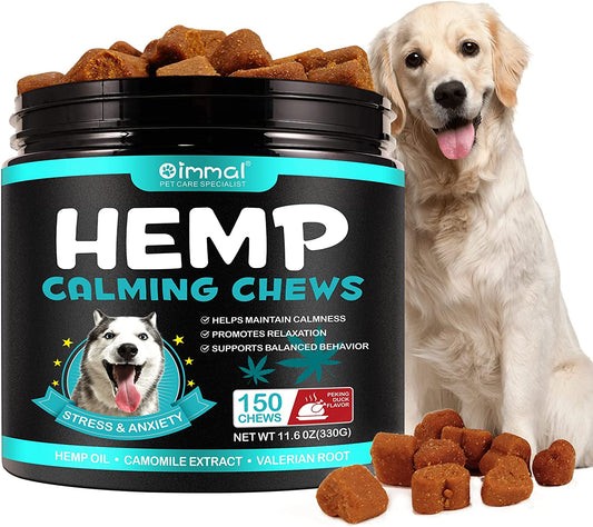Hemp Calming Chews for Dogs 150 Count (11.6 Oz), Dog Calming Treats, Helps with Dog Anxiety, Separation, Barking, Stress Relief, Melatonin for Dogs, Sleep Calming Aid, for All Breeds & Sizes