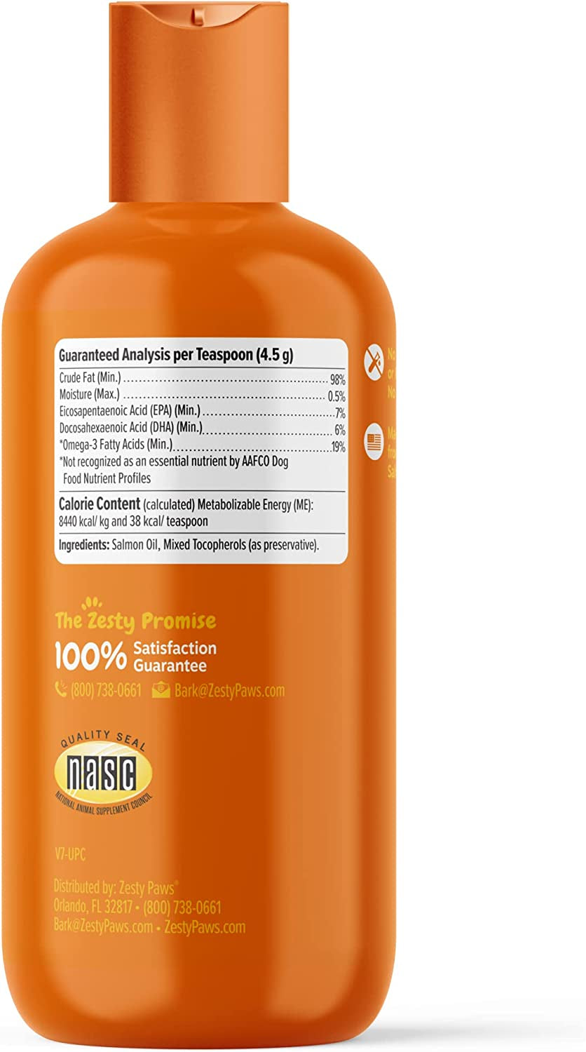 Pure Wild Alaskan Salmon Oil for Dogs & Cats - Supports Joint Function, Immune & Heart Health - Omega 3 Liquid Food Supplement for Pets - All Natural EPA + DHA Fatty Acids for Skin & Coat - 8 FL OZ