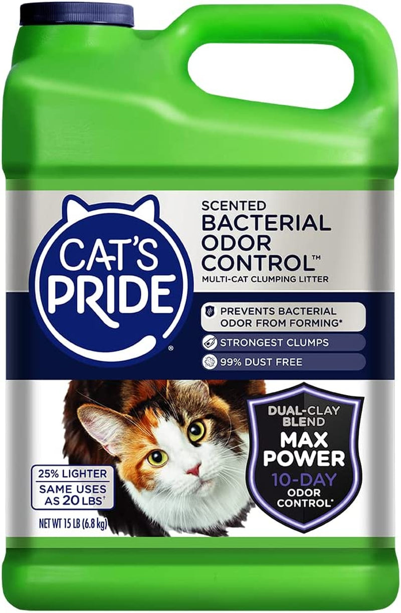 Cat'S Pride Max Power Clumping Multi-Cat Litter 15 Pounds, Bacterial Odor Control