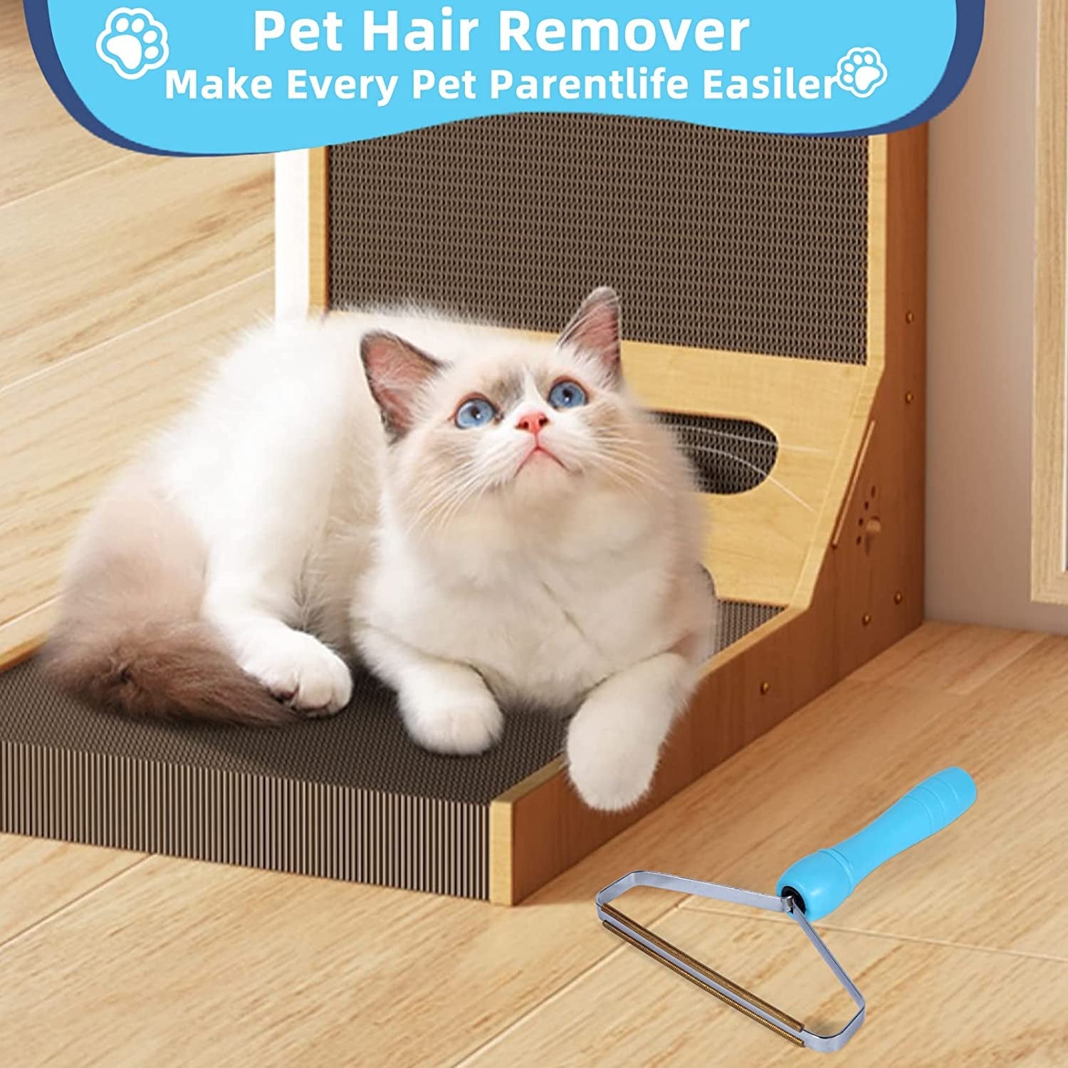 Pet Hair Remover for Couch, Lint Remover, Dog Hair Remover for Clothes, Cleaner Pro Pet Hair Remover, Lint Shaver, Cat Hair Remover for Furniture, Carpet Rake Scraper (1Pcs-Skyblue)