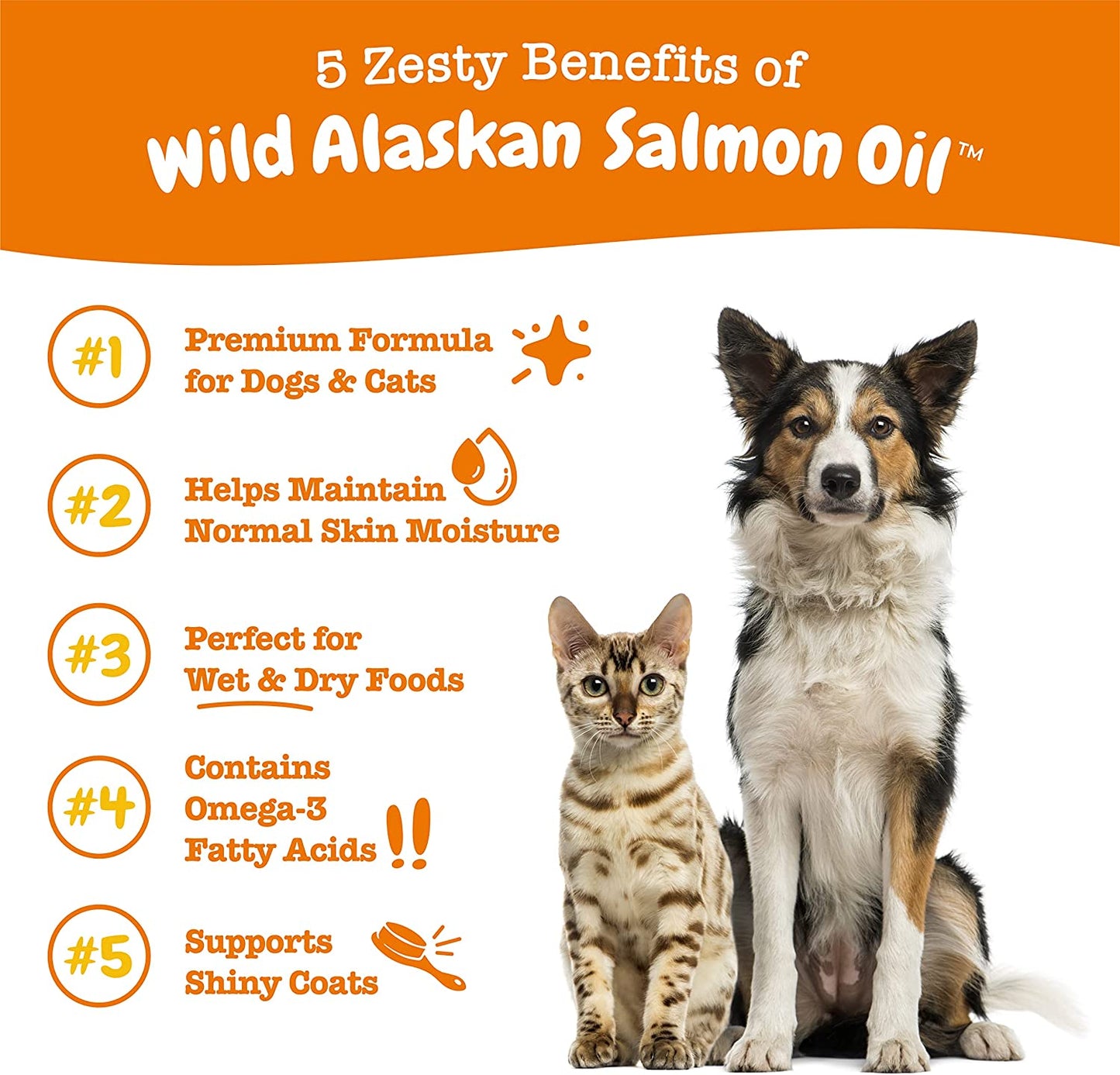 Pure Wild Alaskan Salmon Oil for Dogs & Cats - Supports Joint Function, Immune & Heart Health - Omega 3 Liquid Food Supplement for Pets - All Natural EPA + DHA Fatty Acids for Skin & Coat - 8 FL OZ