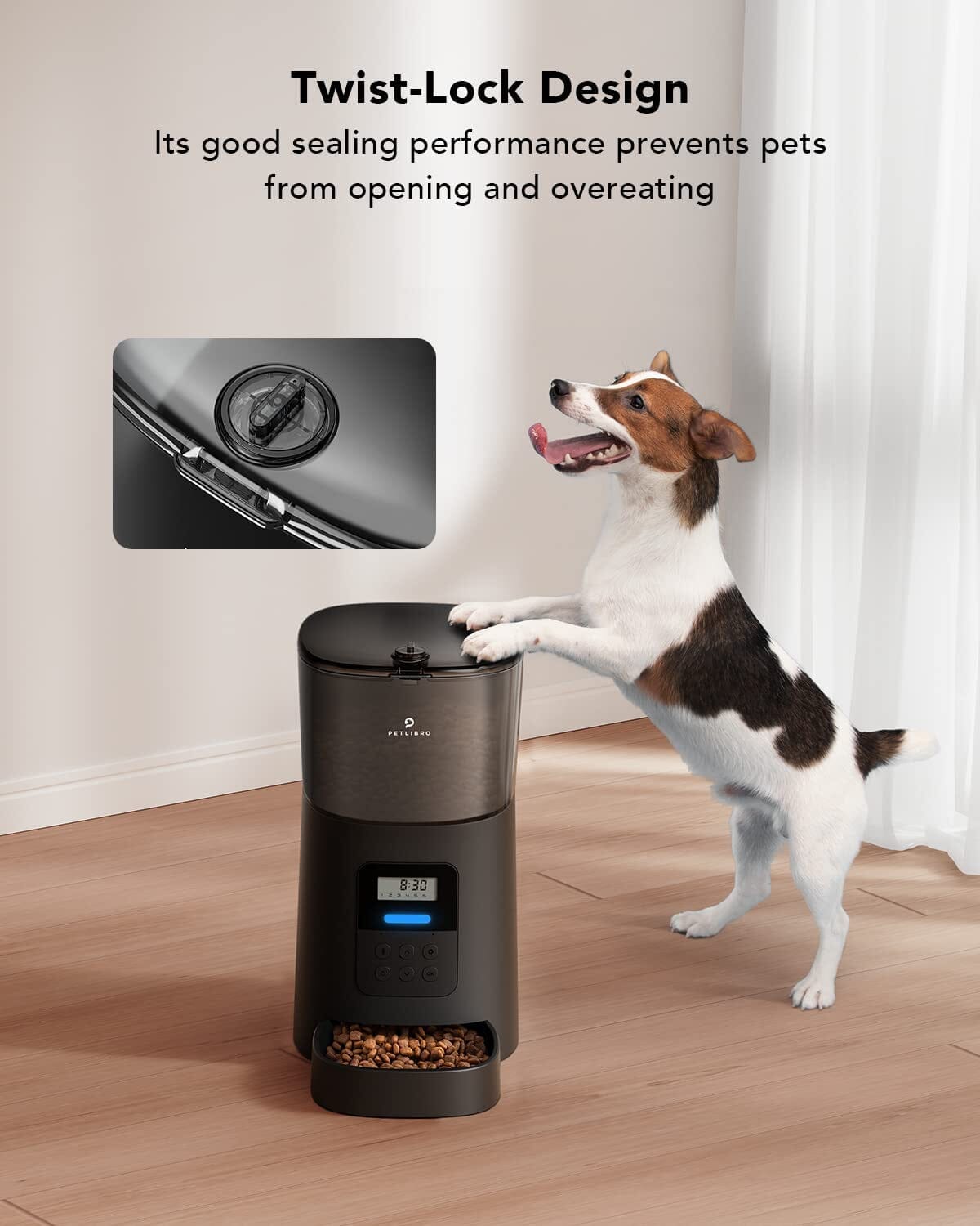 Automatic Dog Feeder, 6L Dog Food Dispenser with Twist Lock Lid, Timed Dog Feeder with Clog-Free Design & Low Food LED Indication, up to 50 Portion 6 Meals Daily for Dogs Cats Pets The Wholesale Cove 