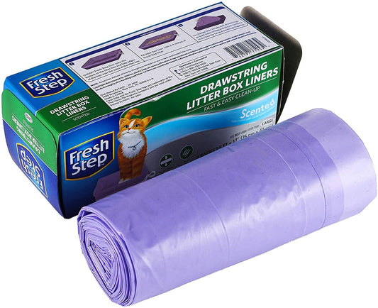 Fresh Step Drawstring Cat Litter Box Liners, Fresh Scent, Size Large, 30" X 17" - 7 Count | Kitty Litter Bags, Cat Litter Liners for All Cats to Keep Your Home Clean The Wholesale Cove 