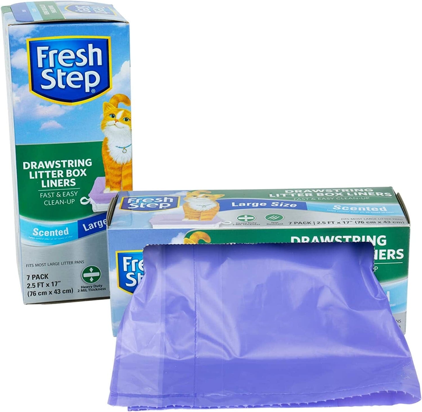 Fresh Step Drawstring Cat Litter Box Liners, Fresh Scent, Size Large, 30" X 17" - 7 Count | Kitty Litter Bags, Cat Litter Liners for All Cats to Keep Your Home Clean The Wholesale Cove 