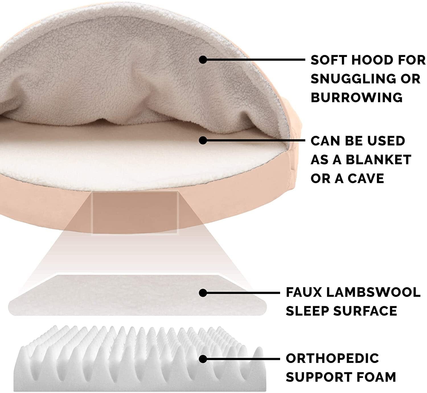 Furhaven 26" round Orthopedic Dog Bed Sherpa & Suede Snuggery W/ Removable Washable Cover - Cream, 26-Inch The Wholesale Cove 