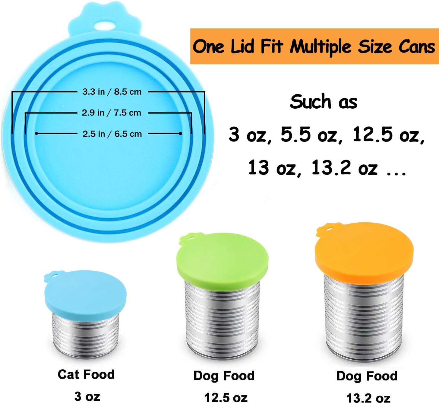 Pet Food Can Cover Silicone Can Lids for Dog and Cat Food(Universal Size,One Fit 3 Standard Size Food Cans),Multi-Colored The Wholesale Cove 