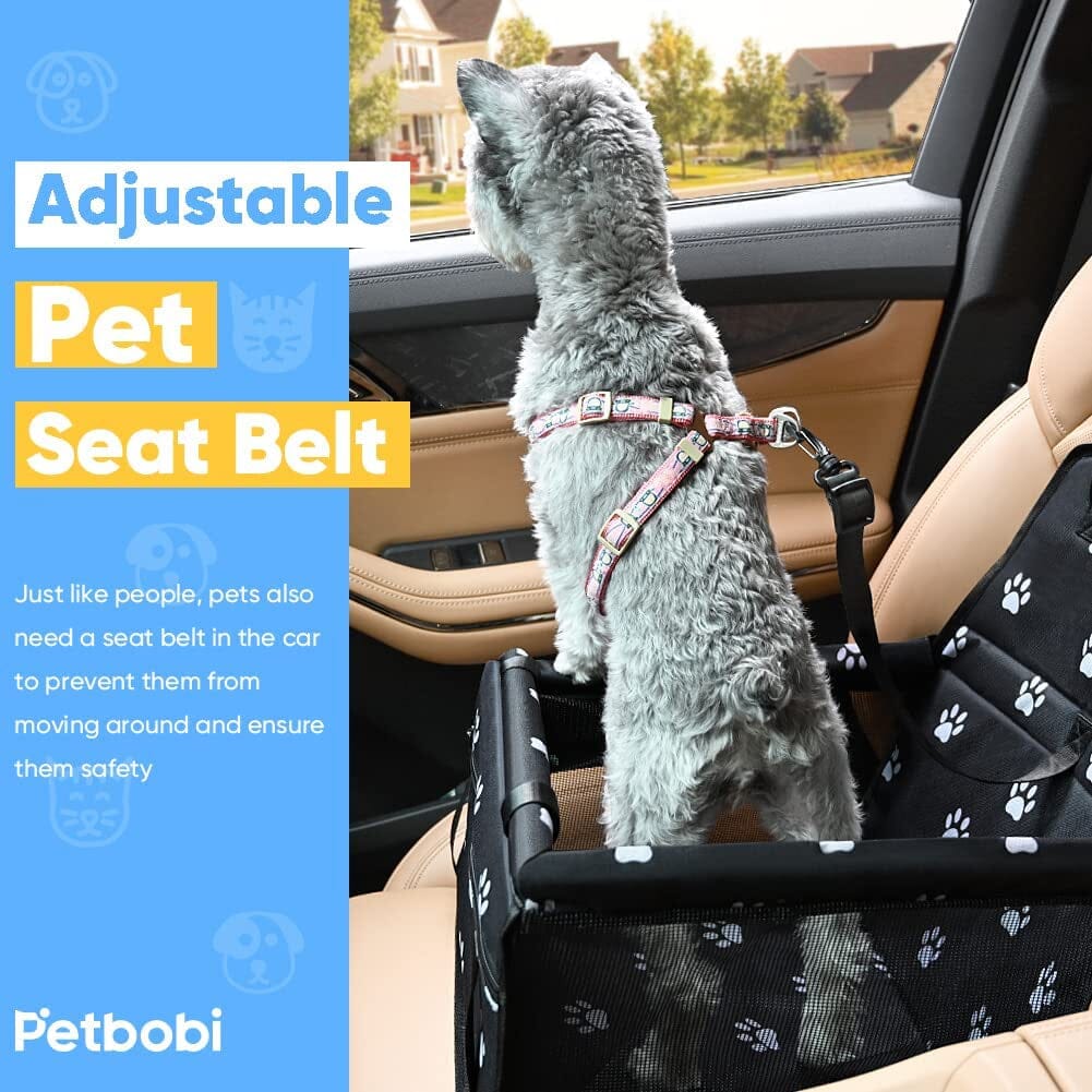 Pet Reinforce Car Booster Seat for Dog Cat Portable and Breathable Bag with Seat Belt Dog Carrier Safety Stable for Travel Look Out,With Clip on Leash with PVC Tube (Foot) The Wholesale Cove 