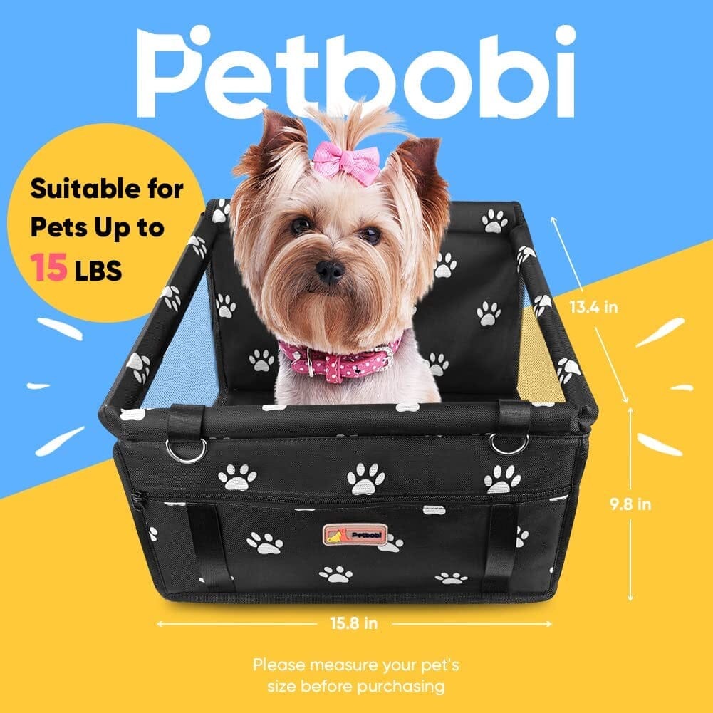 Pet Reinforce Car Booster Seat for Dog Cat Portable and Breathable Bag with Seat Belt Dog Carrier Safety Stable for Travel Look Out,With Clip on Leash with PVC Tube (Foot) The Wholesale Cove 