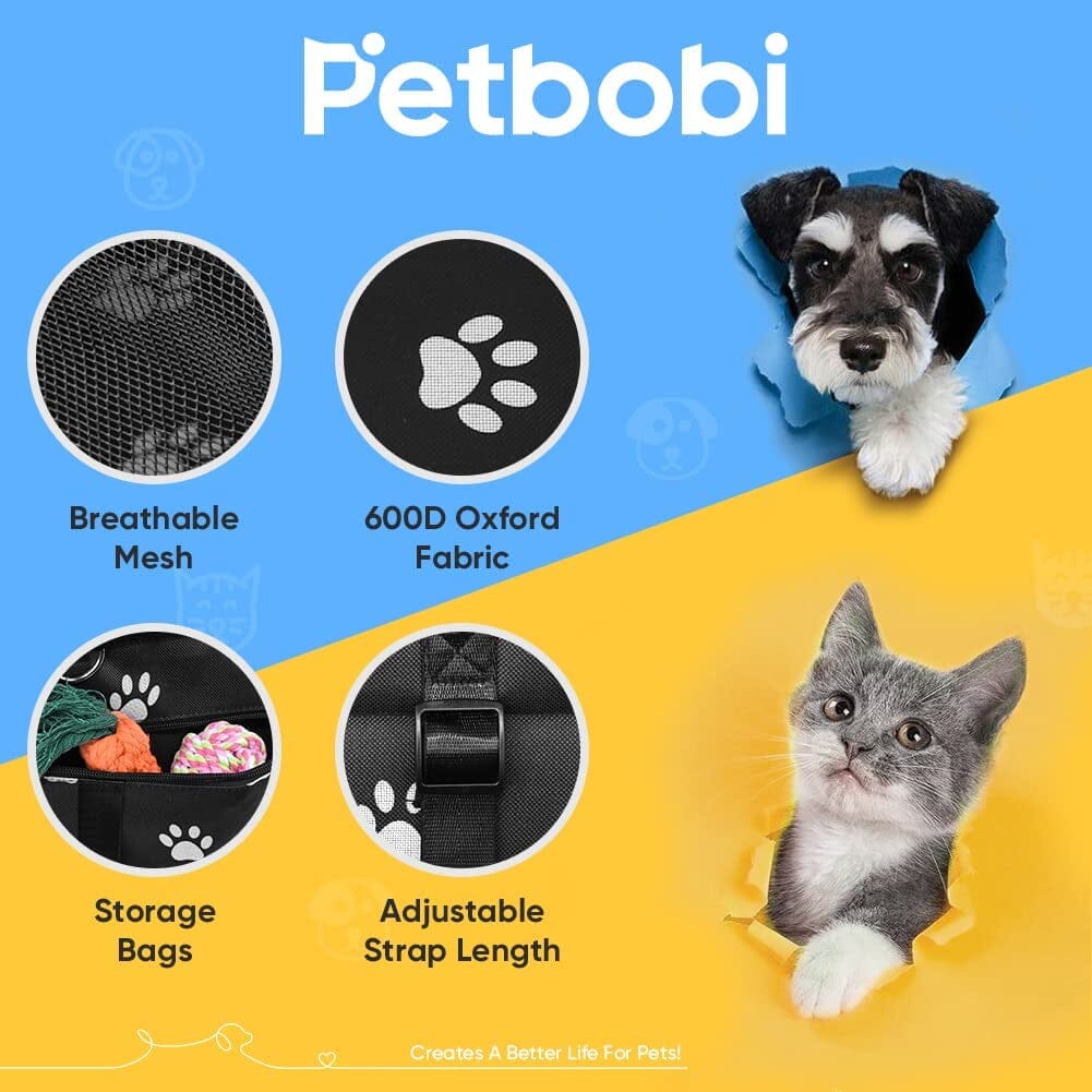 Pet Reinforce Car Booster Seat for Dog Cat Portable and Breathable Bag with Seat Belt Dog Carrier Safety Stable for Travel Look Out,With Clip on Leash with PVC Tube (Foot) The Wholesale Cove 