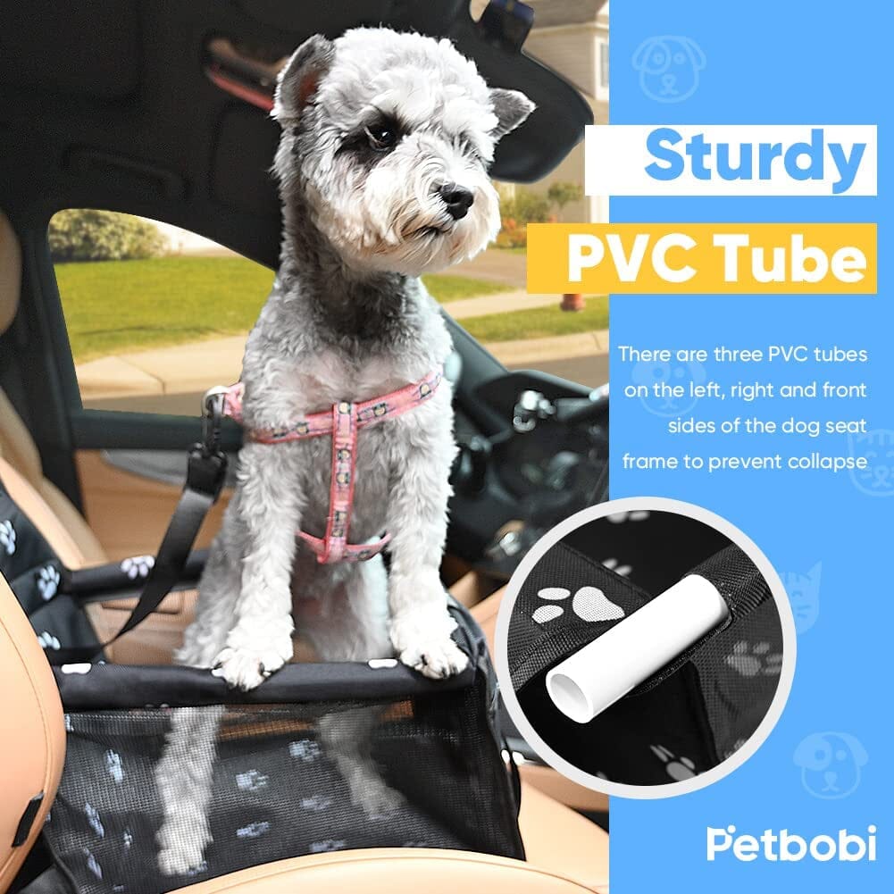 Pet Reinforce Car Booster Seat for Dog Cat Portable and Breathable Bag with Seat Belt Dog Carrier Safety Stable for Travel Look Out,With Clip on Leash with PVC Tube (Foot) The Wholesale Cove 