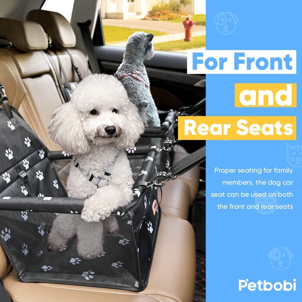 Pet Reinforce Car Booster Seat for Dog Cat Portable and Breathable Bag with Seat Belt Dog Carrier Safety Stable for Travel Look Out,With Clip on Leash with PVC Tube (Foot) The Wholesale Cove 