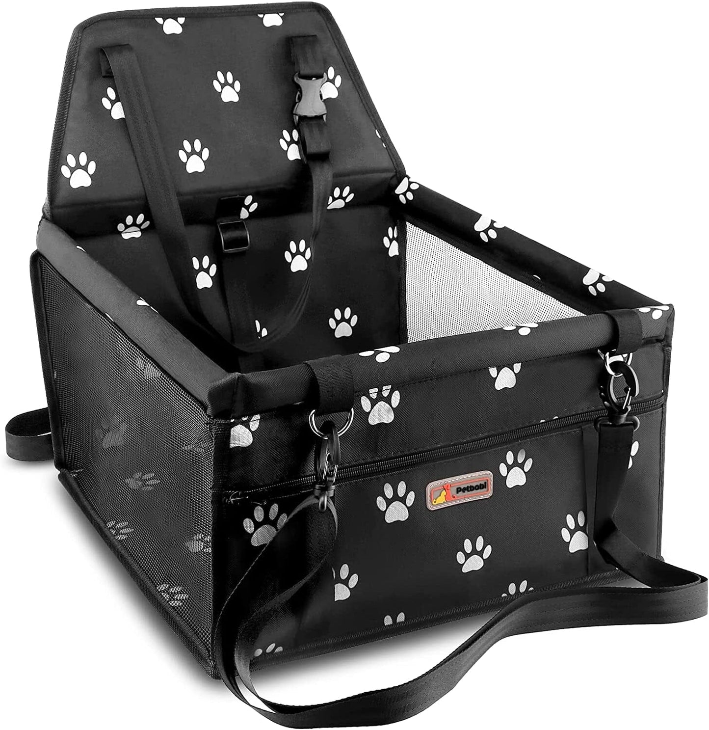 Pet Reinforce Car Booster Seat for Dog Cat Portable and Breathable Bag with Seat Belt Dog Carrier Safety Stable for Travel Look Out,With Clip on Leash with PVC Tube (Foot) The Wholesale Cove 