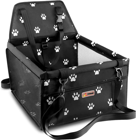Pet Reinforce Car Booster Seat for Dog Cat Portable and Breathable Bag with Seat Belt Dog Carrier Safety Stable for Travel Look Out,With Clip on Leash with PVC Tube (Foot) The Wholesale Cove 