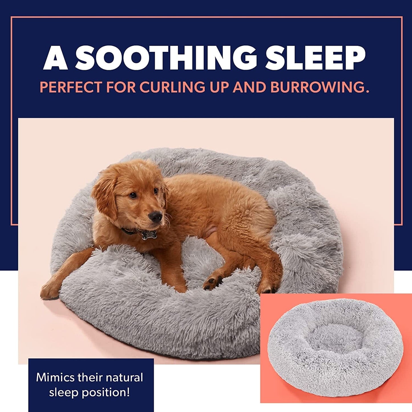 Plush Calming Dog Bed, Donut Dog Bed for Small Dogs, Medium & Large, anti Anxiety Dog Bed, Soft Fuzzy Calming Bed for Dogs & Cats, Comfy Cat Bed, Marshmallow Cuddler Nest Calming Pet Bed The Wholesale Cove 