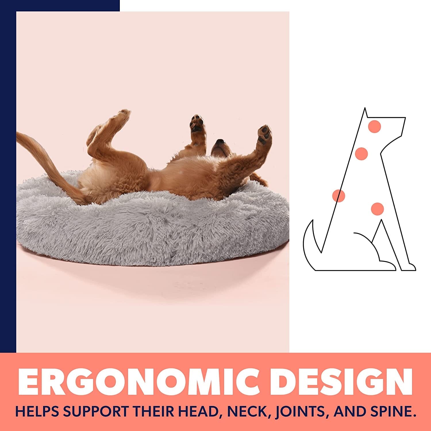 Plush Calming Dog Bed, Donut Dog Bed for Small Dogs, Medium & Large, anti Anxiety Dog Bed, Soft Fuzzy Calming Bed for Dogs & Cats, Comfy Cat Bed, Marshmallow Cuddler Nest Calming Pet Bed The Wholesale Cove 