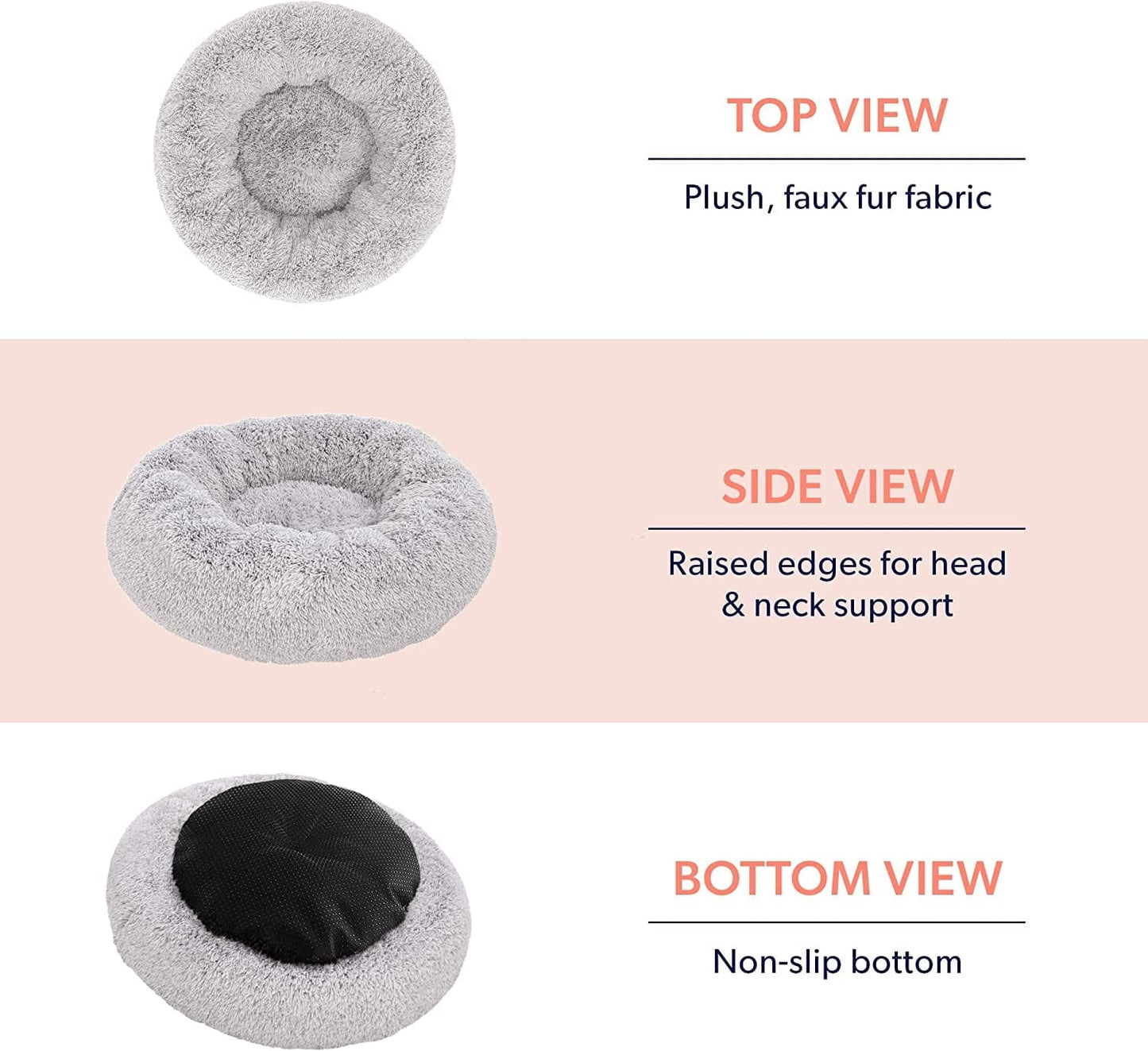 Plush Calming Dog Bed, Donut Dog Bed for Small Dogs, Medium & Large, anti Anxiety Dog Bed, Soft Fuzzy Calming Bed for Dogs & Cats, Comfy Cat Bed, Marshmallow Cuddler Nest Calming Pet Bed The Wholesale Cove 