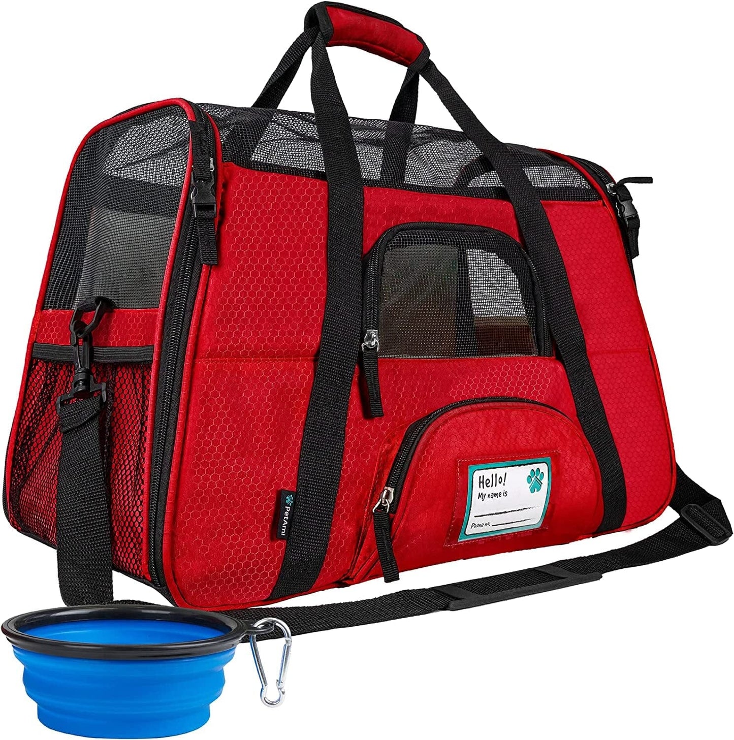 Premium Airline Approved Soft-Sided Pet Travel Carrier | Ideal for Small - Medium Sized Cats, Dogs, and Pets | Ventilated, Comfortable Design with Safety Features (Small, Red) The Wholesale Cove 