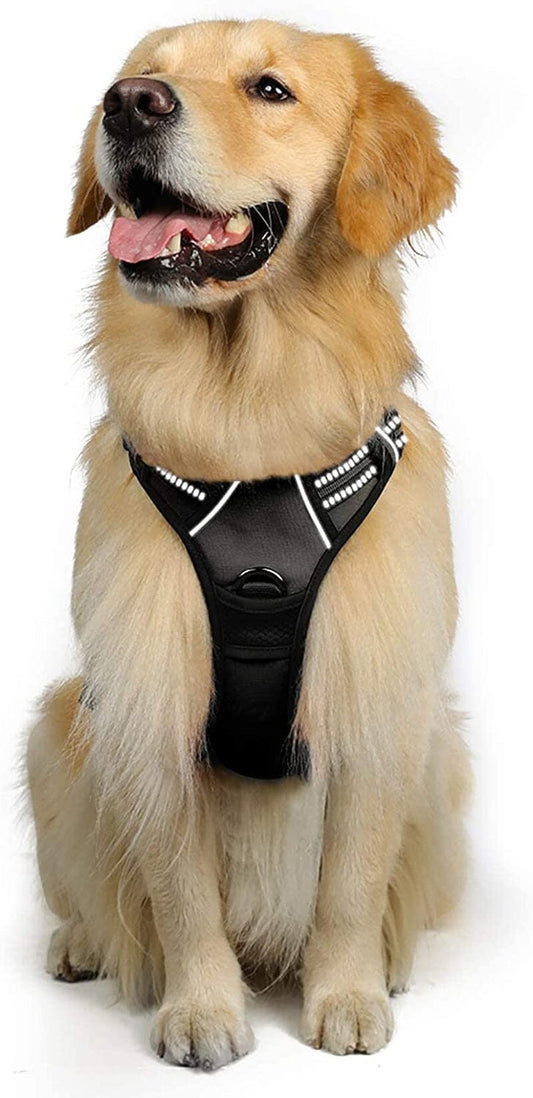 Rabbitgoo Dog Harness, No-Pull Pet Harness with 2 Leash Clips, Adjustable Soft Padded Dog Vest, Reflective No-Choke Pet Oxford Vest with Easy Control Handle for Large Dogs, Black, XL The Wholesale Cove 